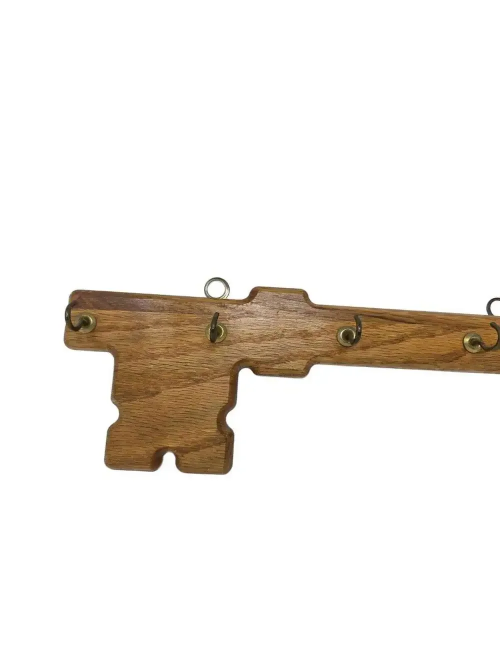 Vintage Wooden Skeleton Key Wall Rack 6 Hooks Vermillion Wood Products